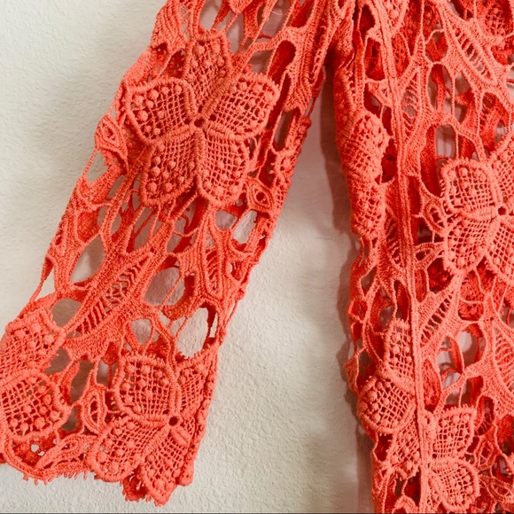Sundance Coral Crochet Lace Top - Picture 2 of 4